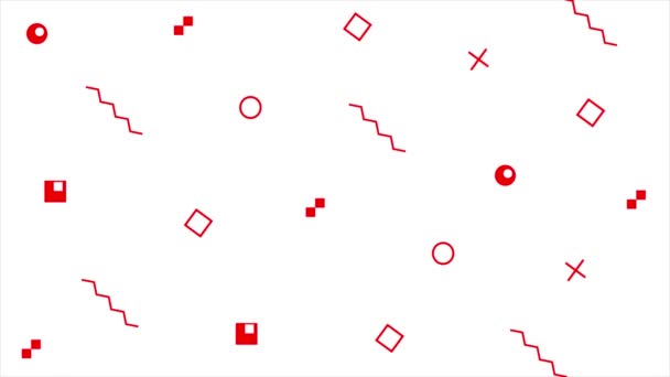 Animatie Rode Willekeurige Abstracte Vormen Pop Stijl Minimale Witte Achtergrond — Stockvideo