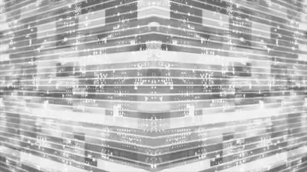Анимированный Белый Полосатый Шаблон Коробки Движущейся Технологии Киберпространства Фон — стоковое видео