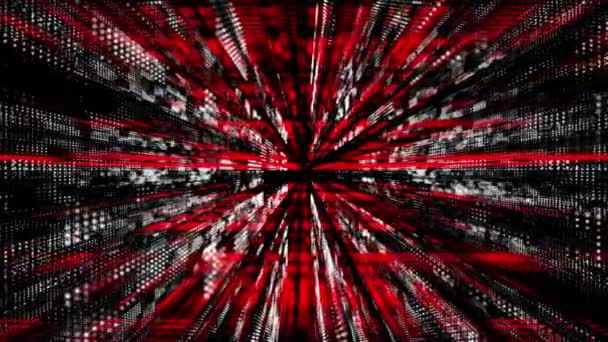 Partículas Flotantes Rojas Blancas Animadas Ciberespacio Digital Tecnológico Fondo Borroso — Vídeos de Stock