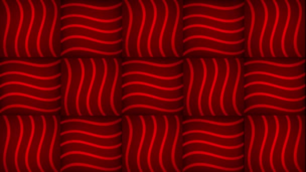 Animované Červené Barvy Digitální Čtvercové Dlaždice Pozadí Lesklými Pruhy — Stock video