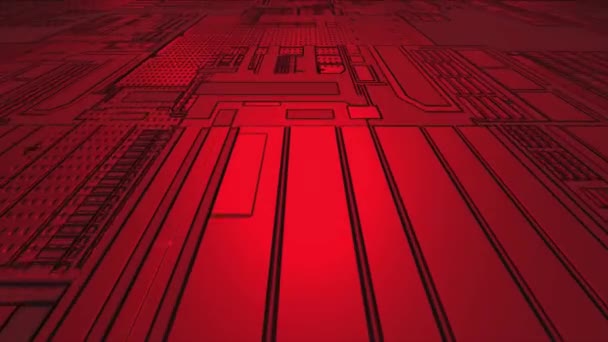 Canlandırılmış Kırmızı Bilgisayar Yonga Seti Şablonu Fütürist Teknoloji Arkaplanı — Stok video