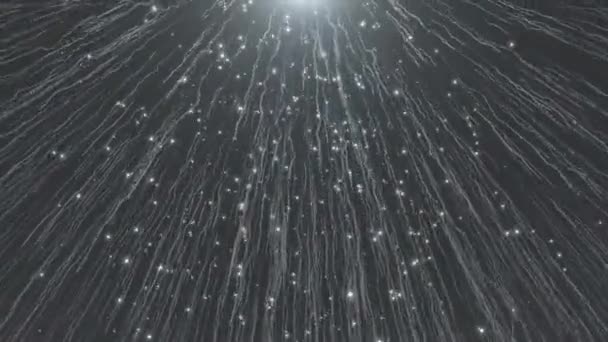 有生命的白色流星雨波浪状粒子 带着闪闪发光的粒子 — 图库视频影像