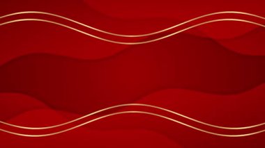 Animasyon Koyu Kırmızı ve Altın soyut Geometrik Hareket Teknolojisi arka planı. Kusursuz döngü arkaplan canlandırması