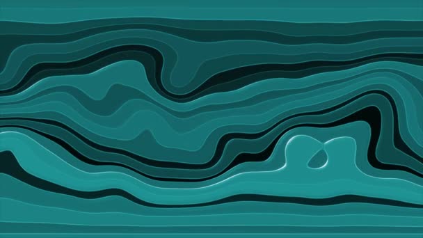 Анимированный Движущийся Синий Градиент Глянцевые Гипнотические Кудрявые Волны Абстрактный Фон — стоковое видео