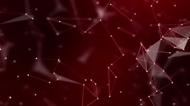 Animatie Rode Plexus Abstracte Digitale Verbinding Bewegende Stippen Lijnen Technologische — Stockvideo