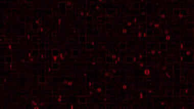 Canlandırılmış ikili kırmızı renk soyut kutu desenli karanlık teknoloji arkaplanı