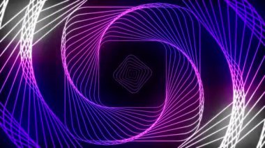 Animasyon Mor ve beyaz gradyan kare yapı spiral döngü içinde, döngü içinde