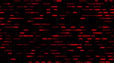 Canlandırılmış kırmızı renk siberpunk 3D teknoloji ve veri arkaplanı