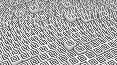 Canlandırılmış Siyah ve Beyaz renk 3d geometrik kare blok yukarı aşağı hareket ediyor