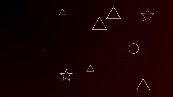 Canlandırılmış Üçgen Yıldız Dairesel Şekil Koyu Kırmızı Arkaplanda — Stok video