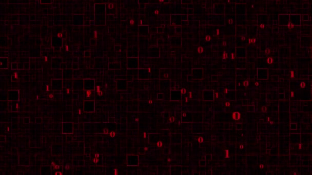 Animato Binario Colore Rosso Astratto Scatola Modello Scuro Tecnologia Sfondo — Video Stock