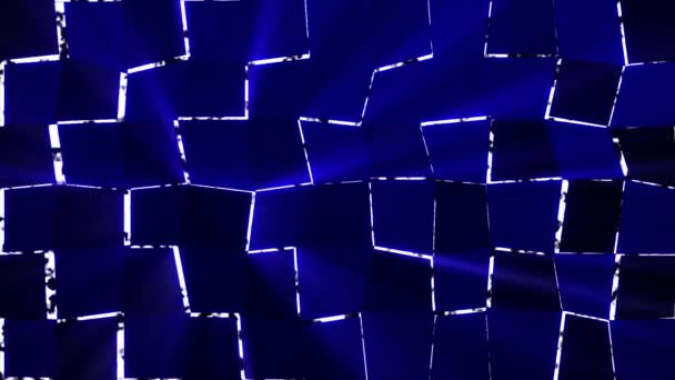 Fondo Forma Cuadrada Color Azul Animado Con Fondo Rayos Luz — Vídeos de Stock