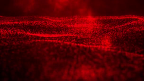 Animé Couleur Rouge Ondulé Résumé Fond Particule Numérique Animation Cyber — Video