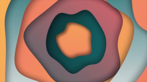 Анимированные Красочные Волнистые Несколько Круговых Форм Глубины Бумаги Резки Фона — стоковое видео