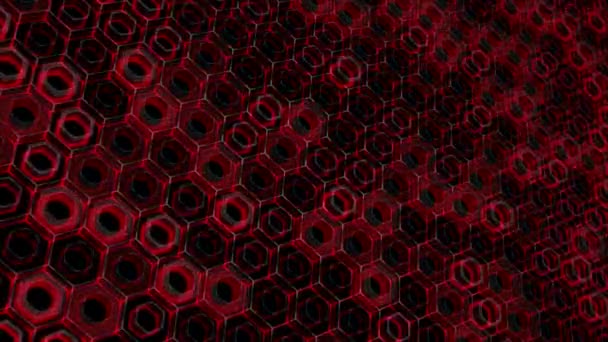 Color Rojo Animado Formas Hexagonales Tecnología Sci Fondo — Vídeos de Stock