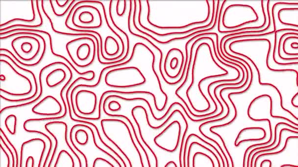 Анимированный Узор Красного Цвета Анимацией Морфинговой Линии Качестве Топографической Карты — стоковое видео