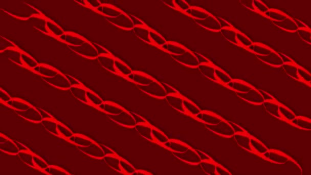 Animatie Rode Kleur Metallic Ketting Vormige Bewegende Lijnen Achtergrond — Stockvideo