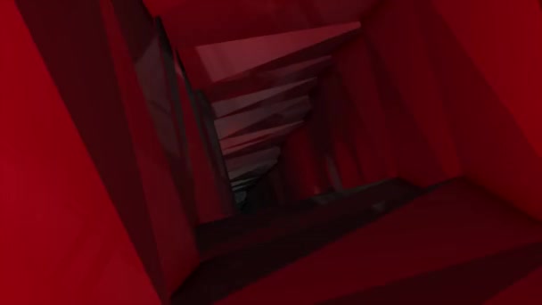 Animado Cor Vermelha Brilhante Vidro Quadrado Forma Túnel Túnel Escuro — Vídeo de Stock