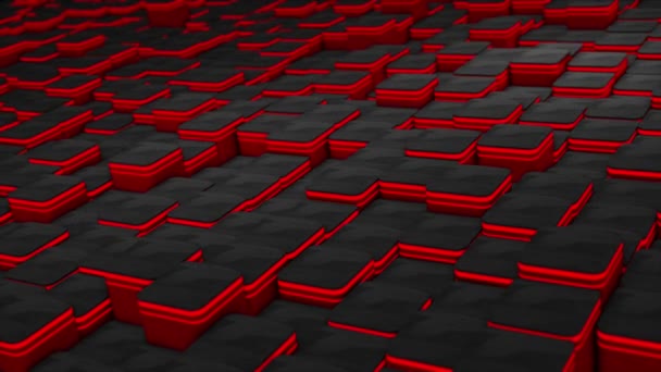 Color Rojo Animado Bloque Cuadrado Geométrico Con Tira Brillante Moviéndose — Vídeos de Stock