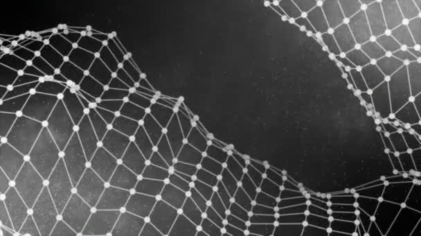 动画黑白色点和线条3D网状背景 — 图库视频影像