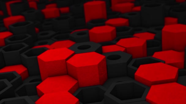 Bloque Hexagonal Color Rojo Negro Animado Moviéndose Arriba Abajo — Vídeos de Stock