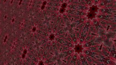 Canlandırılmış kırmızı soyut kaleydoskop flora desen arka planı