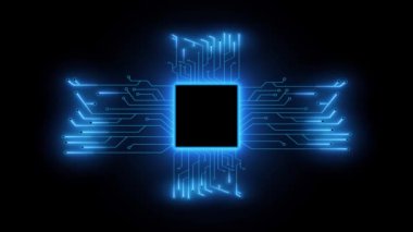 Canlandırılmış Parlak Mavi Renkli Anakart devre arkaplanı