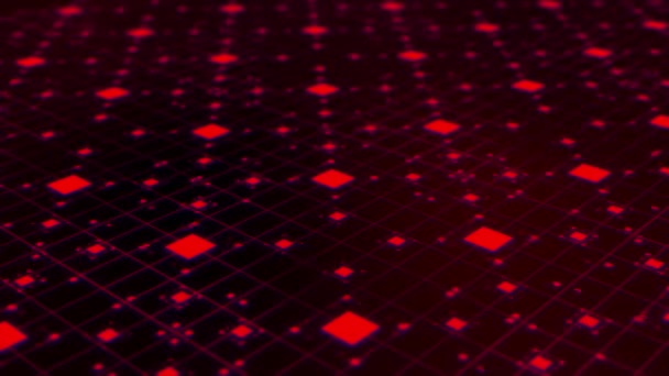 Animato Colore Rosso Tremolante Quadrata Digitale Astratto Sfondo — Video Stock