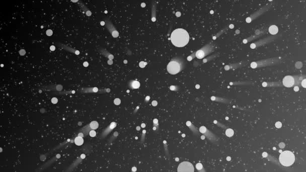 Κινούμενα Λευκά Σωματίδια Φόντο Λευκές Ακτίνες Φωτός — Αρχείο Βίντεο