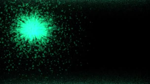 Animato Raggi Luce Turchese Incandescente Cubo Particelle Sfondo — Video Stock