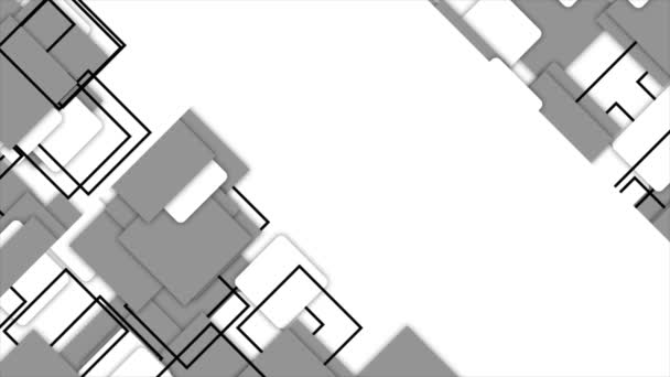 Animatie Eenvoudige Futuristische Bewegende Zwarte Vierkanten Gradiënt Geometrische Witte Achtergrond — Stockvideo
