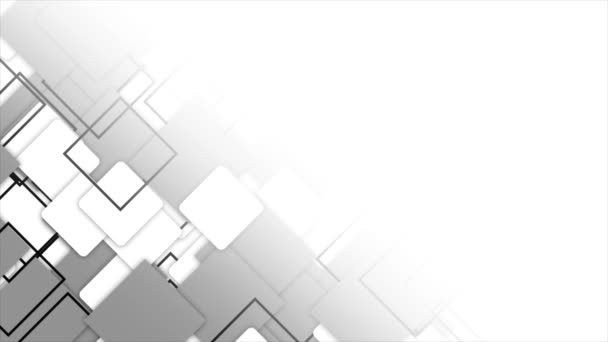 Анимационный Простой Футуристический Движется Черно Белый Квадрат Градиентный Геометрический Белый — стоковое видео