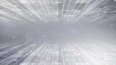 Canlandırılmış Soyut 3D teknoloji fütüristik kavram geçmişi. Dijital veri akışının hareketi Beyaz ve Siyah arkaplan