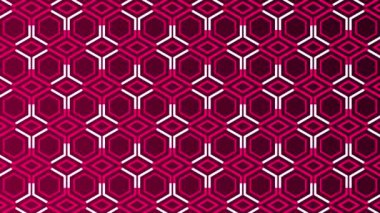 Altıgen desen üzerinde hareket eden canlandırılmış beyaz çizgiler Magenta kırmızı renk arkaplanı
