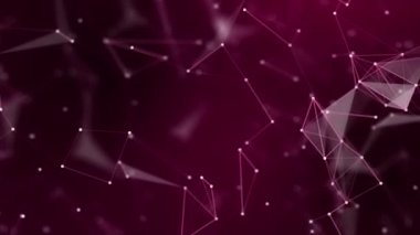 Animasyon Magenta kırmızı pleksus soyut dijital bağlantı noktalar ve çizgiler, teknoloji arka planı