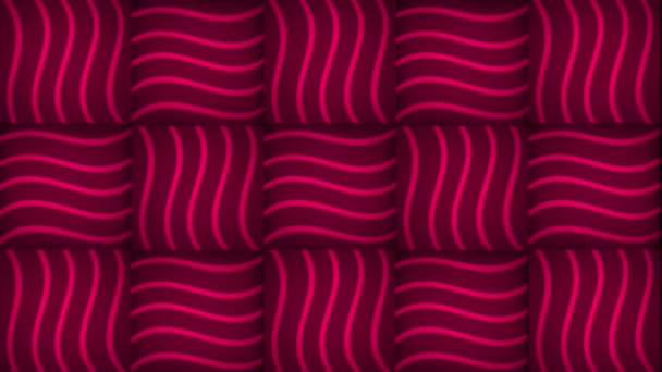 Canlandırılmış Magenta Kırmızı Renkli Parlak Çizgili Dijital Kare Kiremitler — Stok video