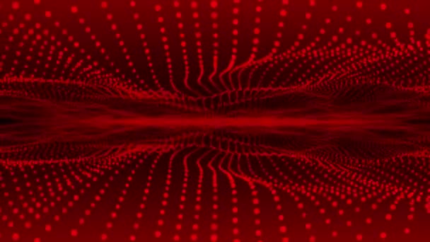 Canlandırılmış Kırmızı Parçacıklar Akışkan Dalgalar Arka Planı Soyut Sıvı Desen — Stok video