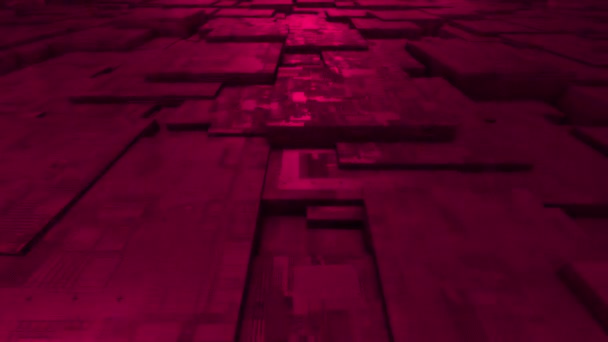 Animierte Magenta Roten Computer Chipsatz Muster Futuristische Technologie Hintergrund — Stockvideo