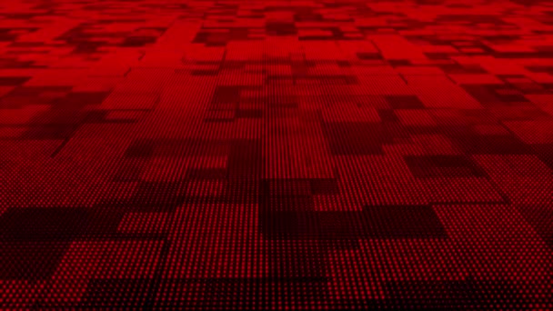 Анимированный Красный Квадратный Шаблон Коробки Перемещающий Технологию Фоне Киберпространства Футуристический — стоковое видео
