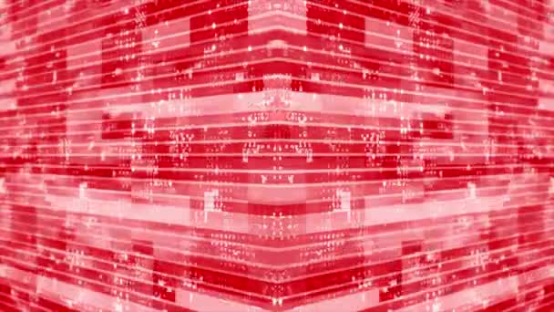 Animado Vermelho Listrado Caixa Padrão Movimento Tecnologia Ciberespaço Fundo — Vídeo de Stock