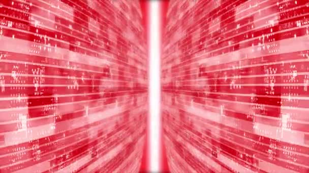 Animatie Rood Gestreepte Doos Patroon Bewegende Technologie Cyberspace Met Lichtstralen — Stockvideo