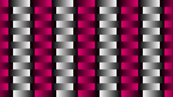 Animated White Magenta Red Gradient Checkered Background Moving Stripes Creating — Stock Video