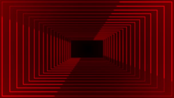 Animated Rectangular Box Tunnel Neon Light Gradient Background Neon Lines — Stock Video