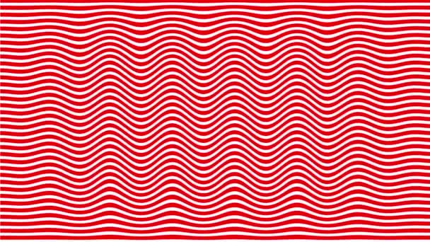 Animierte Rote Und Weiße Wellenstreifen Minimaler Hintergrund Streifen Wasserwellenbewegung — Stockvideo