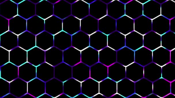 Fondo Malla Hexagonal Tecnología Digital Brillante Animada Fondo Juego Luz — Vídeos de Stock