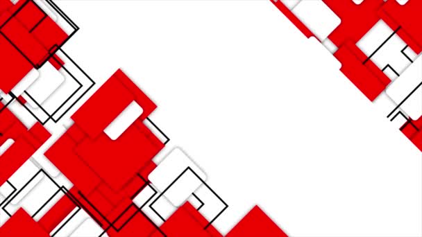 Animatie Eenvoudige Futuristische Bewegende Rode Vierkanten Gradiënt Geometrische Witte Achtergrond — Stockvideo