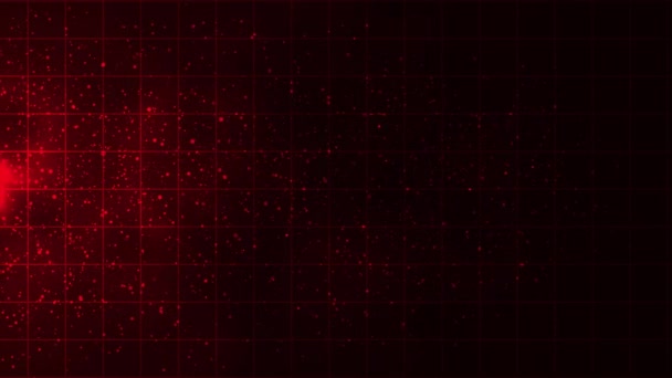 Animowana Abstrakcyjna Futurystyczna Technologia Tła Cząstek Czerwonych Cząstek Tła Siatki — Wideo stockowe