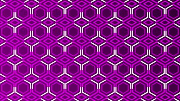 Animated White Lines Moving Hexagonal Pattern Pink Color Background — Stock Video