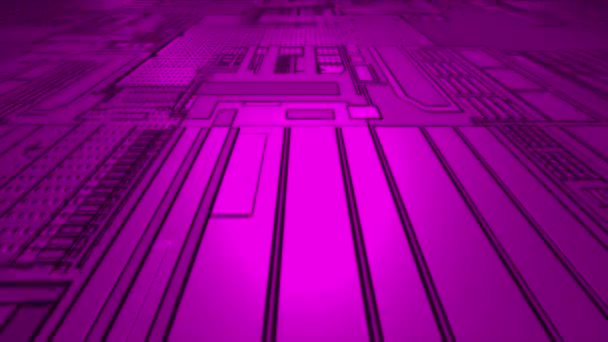 Animatie Pink Computer Chipset Patroon Futuristische Technologie Achtergrond — Stockvideo