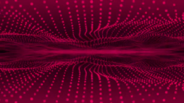 Animasyon Magenta Kırmızı Parçacıkları Akışkan Dalgalar Arka Planı Soyut Sıvı — Stok video